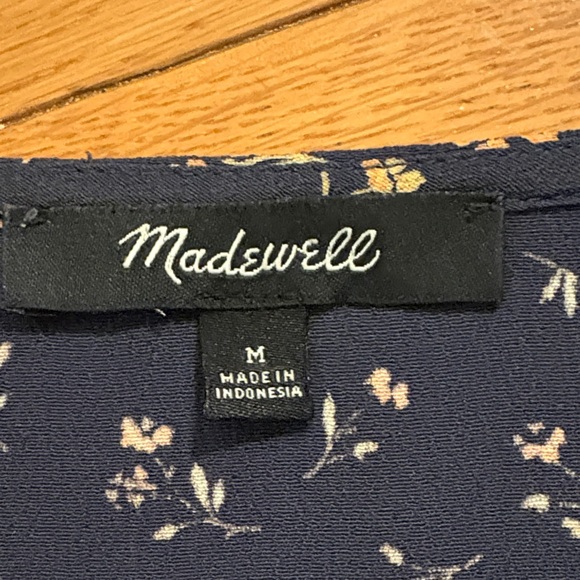 Madewell Navy Floral Button-Front Midi Dress - Picture 2 of 8